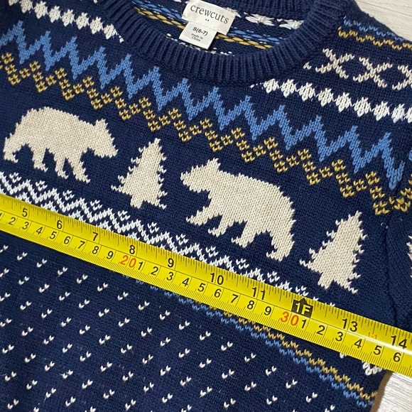 Crewcuts Boys Fair Isle Polar Bear Sweater Navy Blue 100% Cotton Size S 6-7 - Picture 8 of 9